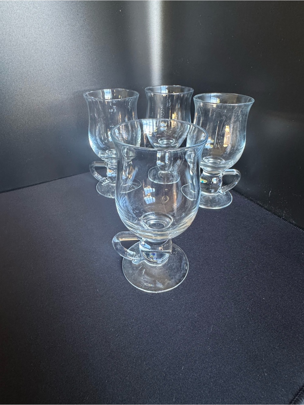 Irish Coffee Mugs Clear Glass Coffee Mugs with Handle and Footed Base Set 4